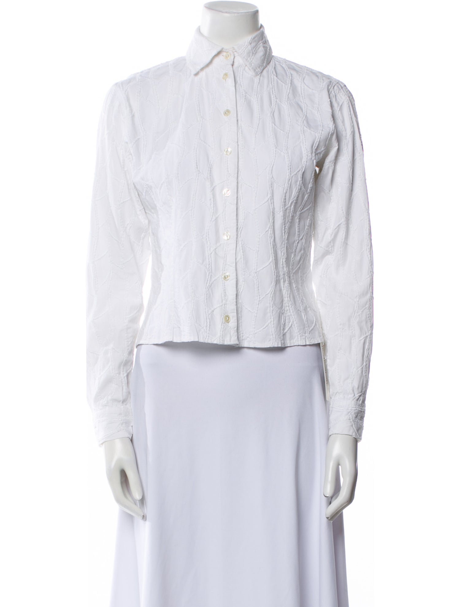 Anne Fontaine Striped Long Sleeve Button-Up Top